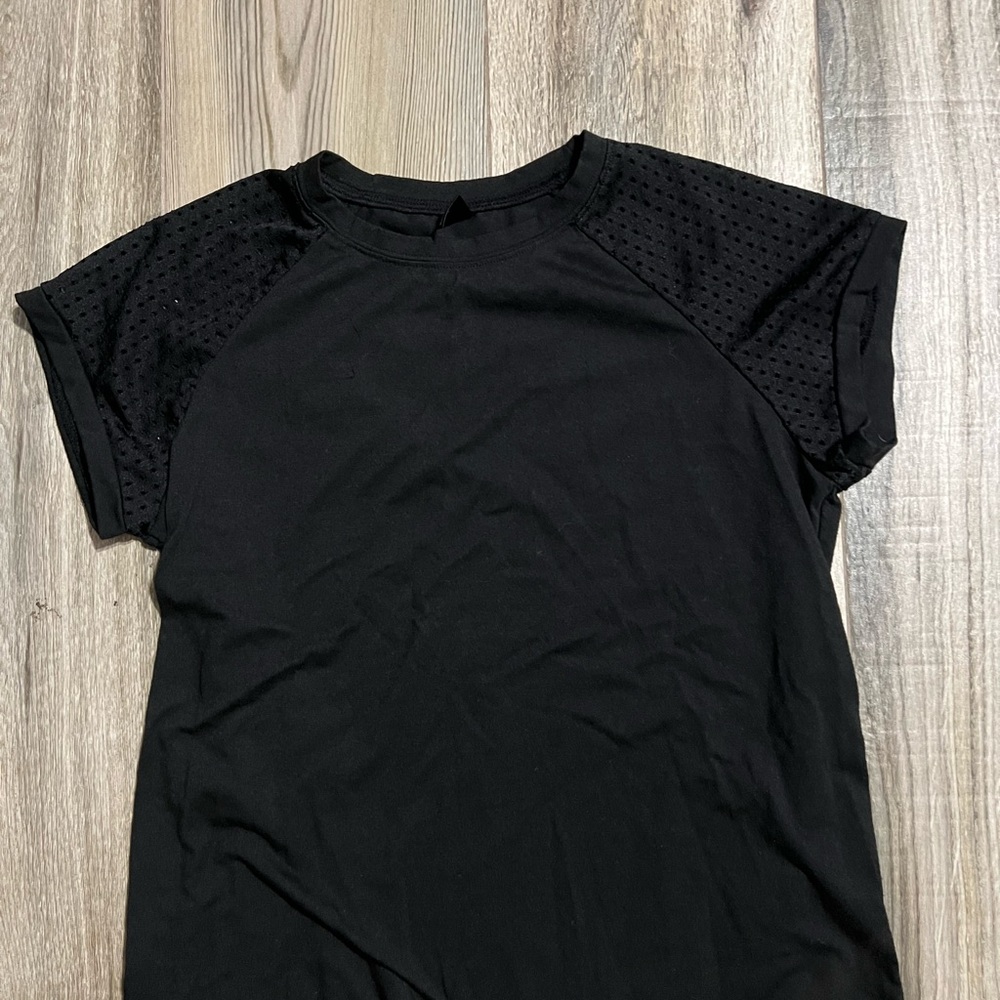 SHEIN Black Short Sleeve Top with Perforated sleeves
